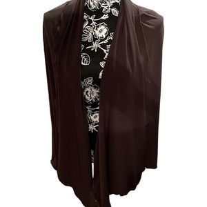 Due Per Due size large brown silky open front waterfall top  fits XL